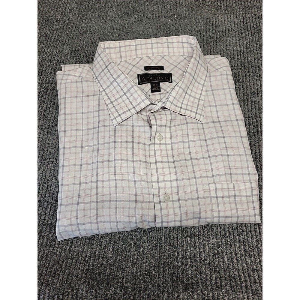 J.S. A. Bank‎ Reserve Plaid Dress Shirt No Wrinkle Traditional Fit 20-35